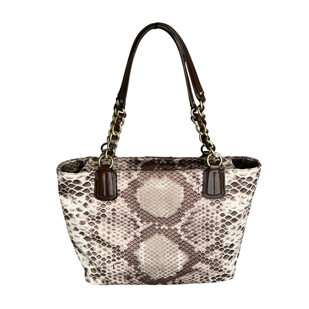 🆕 Coach Madison Tote Python Print Satin Leather Shoulder Bag - Picture 9 of 13